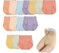 FAIRZ No Show High Waist Briefs Underwear for Women,Tummy Control Seamless Panties Soft Breathable,Women's Seamless High Waisted Cotton Briefs, Knickers for Women Multi Pack (14Pcs,L(40-65kg))