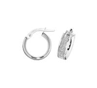 Faith 9ct Gold 9ct White Gold Glitter 10mm Hoop Earrings 1.4g