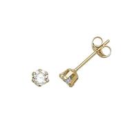 Faith 9ct Gold 9ct Yellow Gold CZ Claw Set Stud Earrings 0.3cm, 0.27g