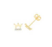 Faith 9ct Gold 9ct Yellow Gold CZ Crown Stud Earrings 0.32g, 0.5x0.45cm