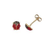 Faith 9ct Gold 9ct Yellow Gold Red Enamel Ladybird Stud Earrings 0.5cm, 0.38g