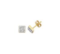 Faith 9ct Gold 9ct Yellow Gold Round Brilliant Square Pave Stud Earrings 0.4g, 0.4cm