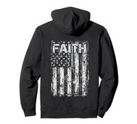 Faith American Flag Men Distressed Grunge Christian Patriot Pullover Hoodie