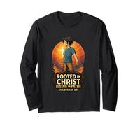 Faith-Based Design | Rooted and Rising Colossians 2:7 Long Sleeve T-Shirt