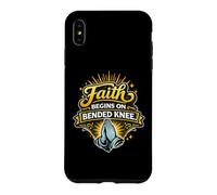 Faith Begins On Bended Knee Pun - Christian Pray Saying Case for iPhone XS Max