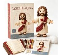 Faith & Blessings DIY Patchwork Kit, Felt Handicraft Activity, Manual Tailoring Bundle, Textile Hobby, DIY Fabric Craft, Unique Religious Doll Ornament (Sacred Heart Jesus)