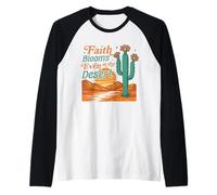 Faith Blooms Even in The Desert - Vintage Christian Raglan Baseball Tee