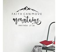 Faith Can Move Mountains Bible Verse Vinyl Wall Sticker Christian Wall Decor for Home Car Laptop Art Decals Bedroom Wall Decal 42x30cm