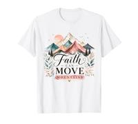 Faith Can Move Mountains Floral Christian Mountain Quote T-Shirt