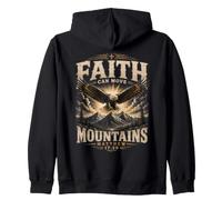Faith Can Move Mountains Matthew 17:20 Vintage Graphic Eagle Zip Hoodie