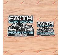 Faith Can Move Mountains Matthew 1720 Gospel Bible Vinyl Decal Sticker - 2 Pack Glossy, 10.2cm, 15.2cm - for Car Boat Laptop Cup