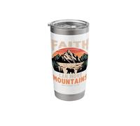 Faith Can Move Mountains Retro Sunset Bible Verse Christian Stainless Steel Insulated Tumbler