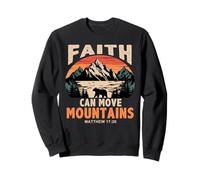 Faith Can Move Mountains Retro Sunset Bible Verse Christian Sweatshirt