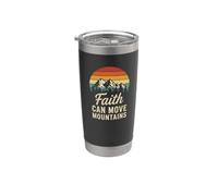 Faith Can Move Mountains Vintage Sunset Design Stainless Steel Insulated Tumbler