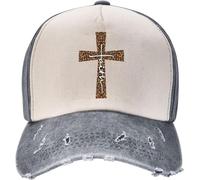Faith Christ Leopard Cross Jesus Christianty Believer Gift Dark Red Mens Baseball Cap Sun Protection Dad Cap Classic Trucker Hat for Women Men Fitness