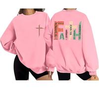 Faith Christian Bible Verse Cross Graphic Religious Sweatshirt For Women - Pink