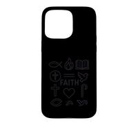 Faith Christian Symbols Outline Art Case for iPhone 15 Pro Max