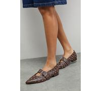 Faith: Clarissa Faux Leather Studded Pointed Ballerinas Faith Chocolate 7