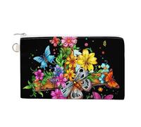 Faith-Cross Floral Butterflies Flowers Coin Purse Cute Change Pouch Wallet Clutch Bag with Zip