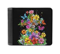 Faith-Cross Floral Butterflies Flowers Men's Bifold Wallet Slim Cash Card Holder Leather Purse