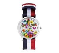 Faith-Cross Floral Butterflies Flowers Sport Watch for Men Women Nylon Strap Wrist Watch Analog Quartz Watch