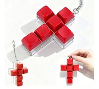 Faith Cross Keyboard Fidget Toy - Crisp Sound,Stress Relief Fidget Clicker Keychain,Quiet Anxiety Gift Toys for Adults at Work, Travel, Home - Anxiety Relief & Focus Boost (Red)