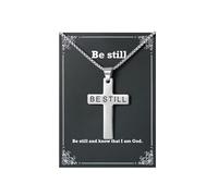Faith Cross Necklace - Stainless Steel Chain Necklace for Men, Baptism Religious Gifts Christian Jewelry, 2.5mm width, Stainless Steel, No Gemstone