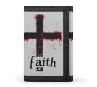 Faith Crosses Men's Wallets Trifold Women Purse with Coin Pocket 8 Card Slots Keyring Photo Window