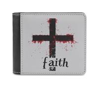 Faith Crosses Slim Wallet Bifold Credit Card Holder Case PU Pouch Purse for Men Women