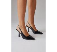 Faith: Delaney Patent Chisel Toe Long Buckle Sling back Court Shoe Faith True Black 3