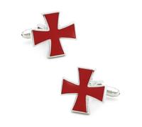 Faith Design Cross Cufflinks For Men Quality Material Red Color Cuff Links