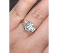 Faith Diamonds 18ct Yellow Gold D/E Colour with Platinum Head 2.53ct Emerald Cut Three Stone LAB Grown Diamond Certified Ring