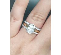 Faith Diamonds 18ct Yellow Gold & Platinum Triple Band 2.66ct D/E Colour Total Oval Cut Solitaire with Hidden Halo and Two Diamond Split Bands LAB