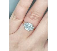 Faith Diamonds 18ct Yellow Gold with Platinum Head 2.46ct D/E Colour Total Emerald & Trapezoid Cut Three Stone LAB Grown Diamond Certified Ring