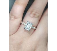 Faith Diamonds 18ct Yellow Gold with Platinum Head 2.60ct Total Emerald Cut Solitaire with Hidden Halo & Raised Diamond Shoulders LAB Grown Diamon