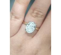 Faith Diamonds 18ct Yellow Gold with Platinum Head 3.10ct Total D/E Colour Oval Cut Solitaire with Hidden Halo LAB Grown Diamond Certified Ring