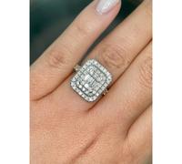 Faith Diamonds 9ct Canadian Yellow Gold 1.50ct Total Illusion Set with Diamond Shoulders Ring