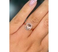 Faith Diamonds 9ct Rose Gold Oval Morganite & Diamond Halo Ring