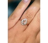 Faith Diamonds 9ct Rose Gold Pear Morganite & Diamond Halo Ring