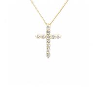 Faith Diamonds 9ct Yellow Gold 0.25ct D/E Colour Round Brilliant Cut Claw Set Cross LAB Grown Diamond Certified Necklace 1 x 1.5cm, 16-18"