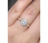 Faith Diamonds 9ct Yellow Gold 0.30ct Total Oval Solitaire with Single Halo & Diamond Shoulders Ring
