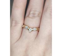Faith Diamonds 9ct Yellow Gold 0.50ct Total D/E Colour Pear Cut Claw Set Wishbone LAB Grown Diamond Certified Ring