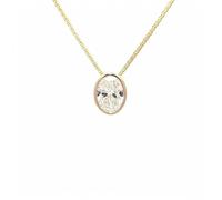 Faith Diamonds 9ct Yellow Gold 0.70ct D/E Colour Oval Cut Rubover LAB Grown Diamond Certified Necklace 0.6 x 0.8cm, 16-18"