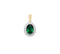 Faith Diamonds 9ct Yellow Gold Created Emerald & White Sapphire Oval Necklace 16inch