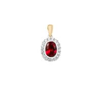 Faith Diamonds 9ct Yellow Gold Created Ruby & White Sapphire Oval Necklace 16inch