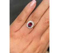 Faith Diamonds 9ct Yellow Gold Created Ruby & White Sapphire Oval Ring
