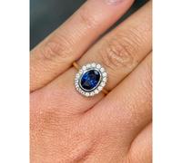 Faith Diamonds 9ct Yellow Gold Created Sapphire & White Sapphire Oval Ring