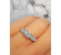 Faith Diamonds Palladium 0.65ct Princess Cut Solitaire with Round Brilliant Diamond Shoulders Ring