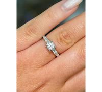 Faith Diamonds Platinum 1.21ct Total Round Brilliant Cut Solitaire with Diamond Shoulders LAB Grown Diamond Certified Ring