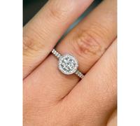 Faith Diamonds Platinum Total 0.65ct Round Brilliant Centre with Single Halo & Diamond Shoulders Ring